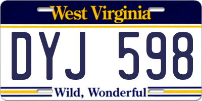 WV license plate DYJ598