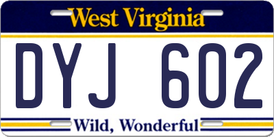 WV license plate DYJ602