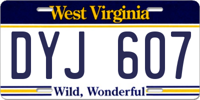 WV license plate DYJ607