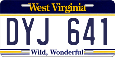 WV license plate DYJ641