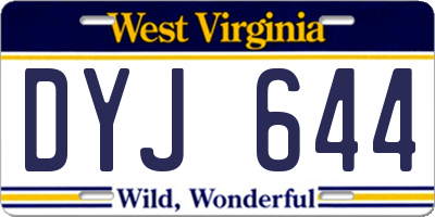 WV license plate DYJ644