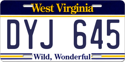 WV license plate DYJ645
