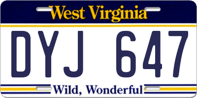 WV license plate DYJ647