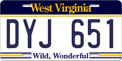 WV license plate DYJ651