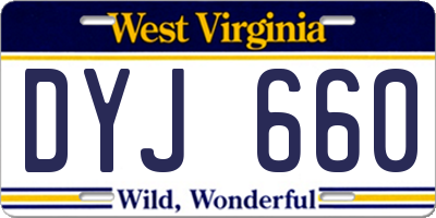 WV license plate DYJ660