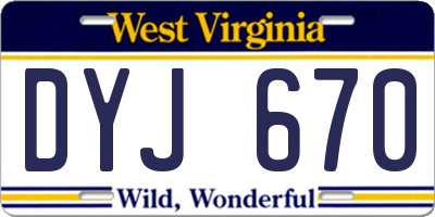 WV license plate DYJ670