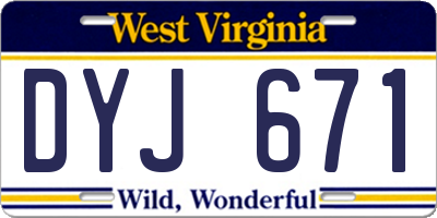 WV license plate DYJ671