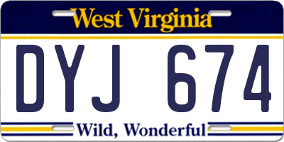 WV license plate DYJ674