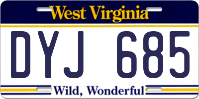 WV license plate DYJ685
