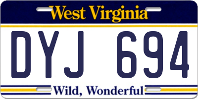 WV license plate DYJ694