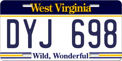 WV license plate DYJ698