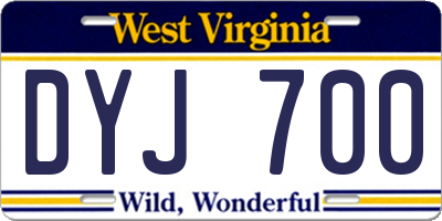 WV license plate DYJ700