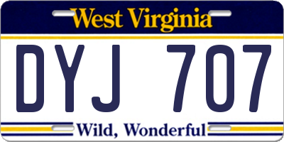 WV license plate DYJ707