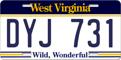 WV license plate DYJ731