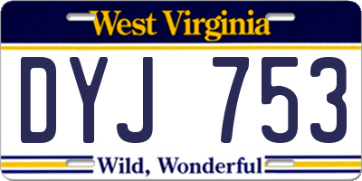 WV license plate DYJ753