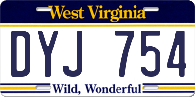 WV license plate DYJ754