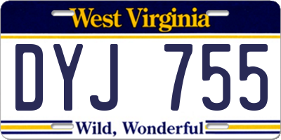 WV license plate DYJ755