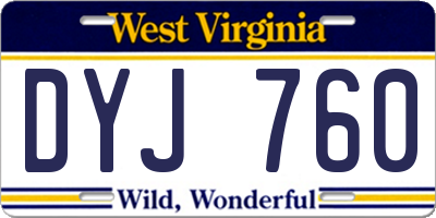 WV license plate DYJ760