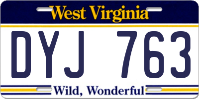 WV license plate DYJ763