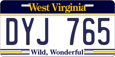 WV license plate DYJ765