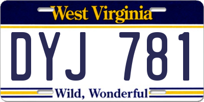 WV license plate DYJ781