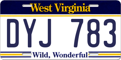 WV license plate DYJ783