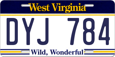 WV license plate DYJ784