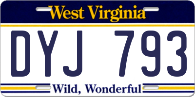 WV license plate DYJ793