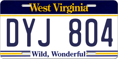 WV license plate DYJ804