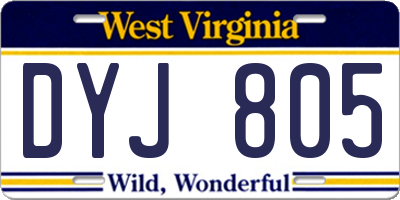 WV license plate DYJ805