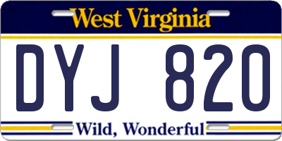 WV license plate DYJ820