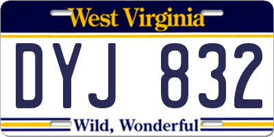 WV license plate DYJ832