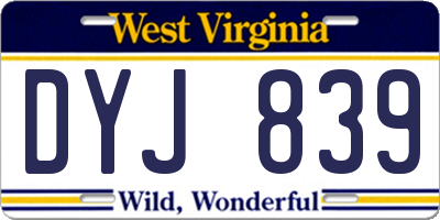 WV license plate DYJ839