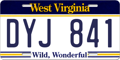 WV license plate DYJ841