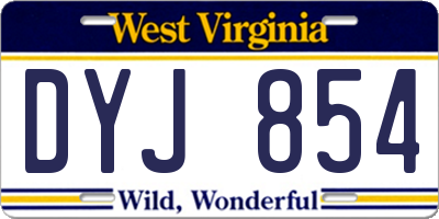 WV license plate DYJ854