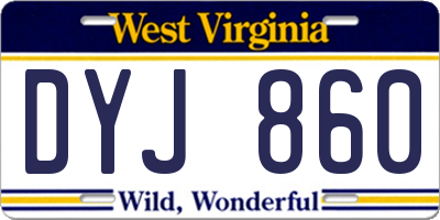 WV license plate DYJ860