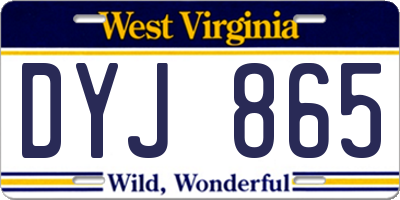WV license plate DYJ865