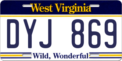 WV license plate DYJ869