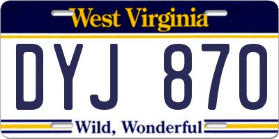 WV license plate DYJ870