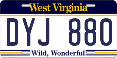 WV license plate DYJ880