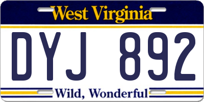 WV license plate DYJ892