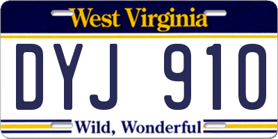 WV license plate DYJ910