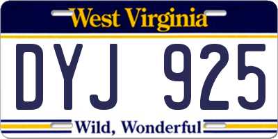 WV license plate DYJ925