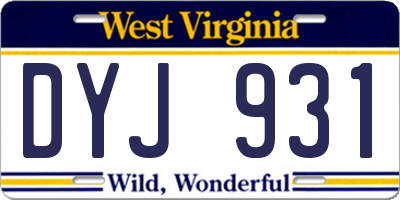 WV license plate DYJ931