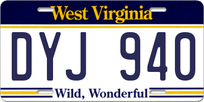 WV license plate DYJ940