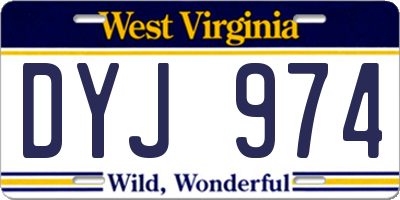 WV license plate DYJ974