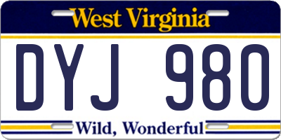 WV license plate DYJ980