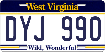 WV license plate DYJ990