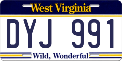 WV license plate DYJ991