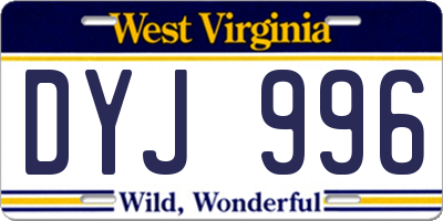 WV license plate DYJ996